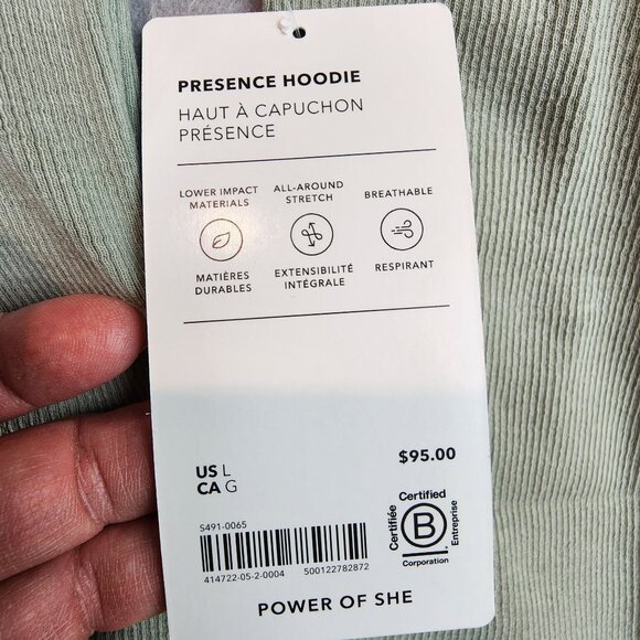 Athleta NEW Women's Presence Hoodie Light Green Stretch Breathable Sweatshirt Lg - Picture 5 of 11